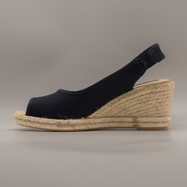 Emma Shoes 26065 – campesine aperte con zeppa 5 corde - blu - scarpe di qualità venduta a Milano da Pli-Pla