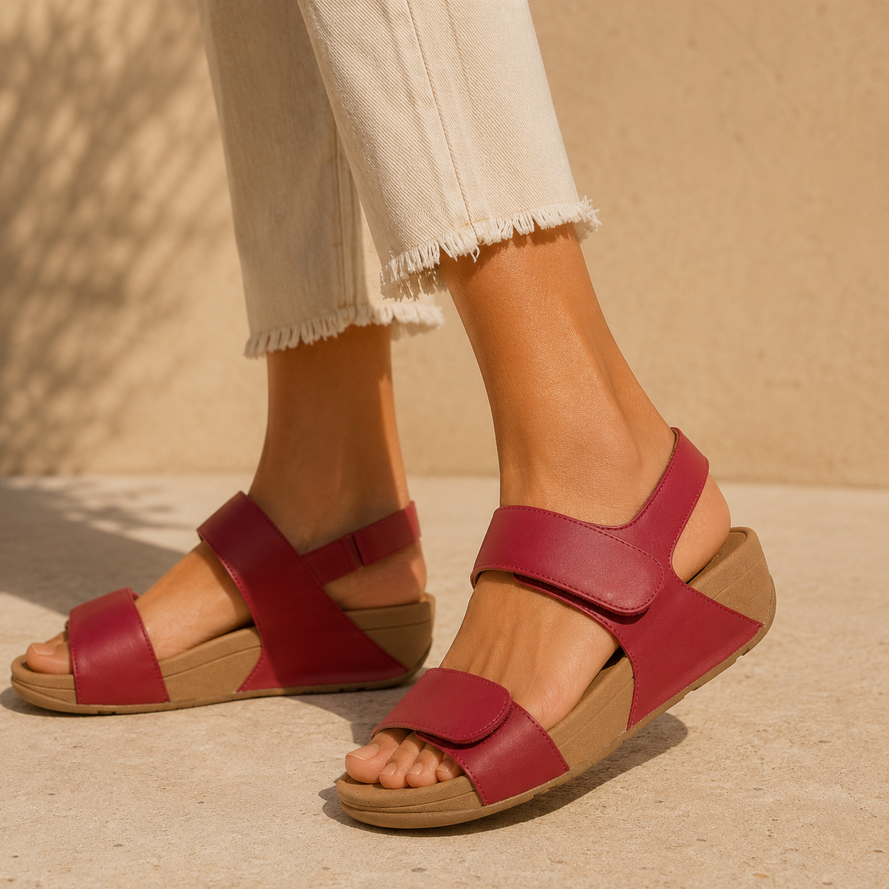 FitFlop Lulu Adjustable Leather – sandali in pelle regolabili - Burnt Cherry - scarpe di qualità venduta a Milano da Pli-Pla