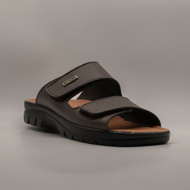 Fly-Flot 62 021 ZE – ciabatte uomo con doppio velcro e comfort anatomico - testa di moro - scarpe di qualità venduta a Milano da Pli-Pla