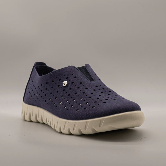 Fly-Flot 65 G13 M8 – Scarpa donna estiva in ecopelle traforata con memory blu