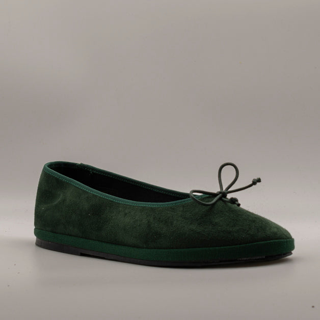 Le Frulline Pli-Pla: l’incontro tra Ballerina e Friulana - camoscio verde - scarpe di qualità venduta a Milano da Pli-Pla