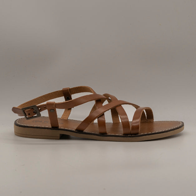 Giò Dreams 41105 – sandalo in pelle stile caliga - cuoio - scarpe di qualità venduta a Milano da Pli-Pla