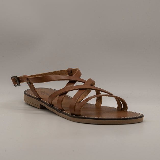 Giò Dreams 41105 – sandalo in pelle stile caliga - cuoio - scarpe di qualità venduta a Milano da Pli-Pla