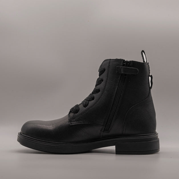 Gioseppo Itter Stivaletto Donna in Pelle con Lacci e Zip Nera - scarpe di qualità venduta a Milano da Pli-Pla