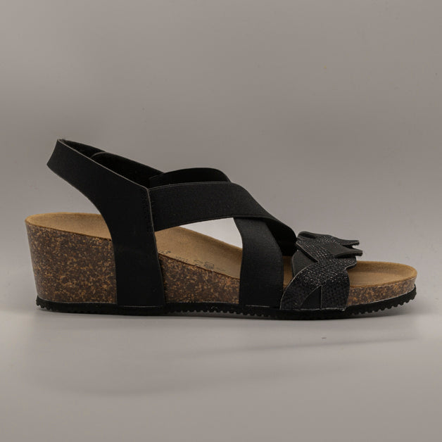 Goldstar GS1394 – sandalo da donna slip-on con fasce elastiche - nero - scarpe di qualità venduta a Milano da Pli-Pla