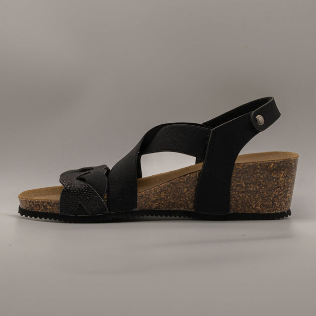 Goldstar GS1394 – sandalo da donna slip-on con fasce elastiche - nero - scarpe di qualità venduta a Milano da Pli-Pla