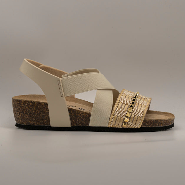 Goldstar GS394E – sandalo da donna slip-on con fasce elastiche - sabbia - scarpe di qualità venduta a Milano da Pli-Pla