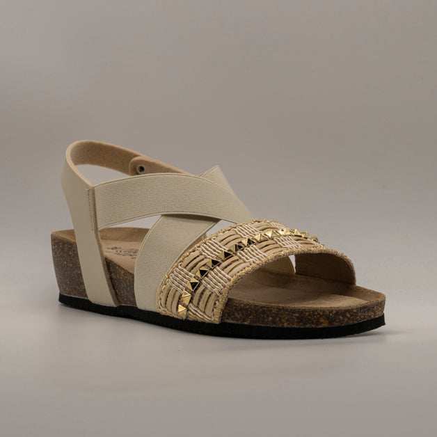 Goldstar GS394E – sandalo da donna slip-on con fasce elastiche - sabbia - scarpe di qualità venduta a Milano da Pli-Pla