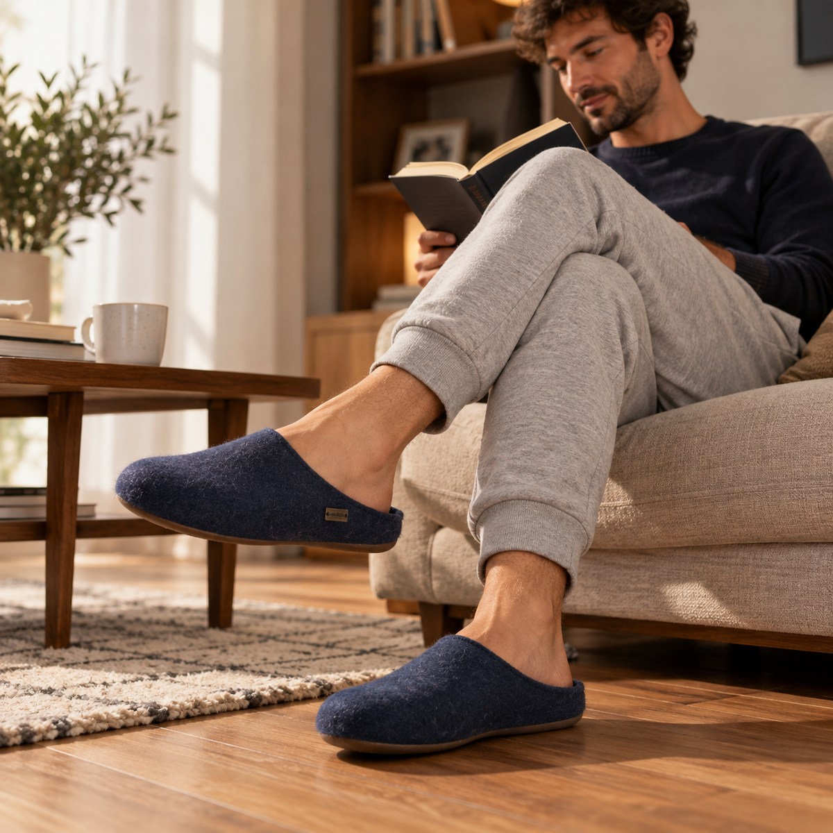 Haflinger Fundus - pantofole in lana cotta - blu jeans - scarpe di qualità venduta a Milano da Pli-Pla