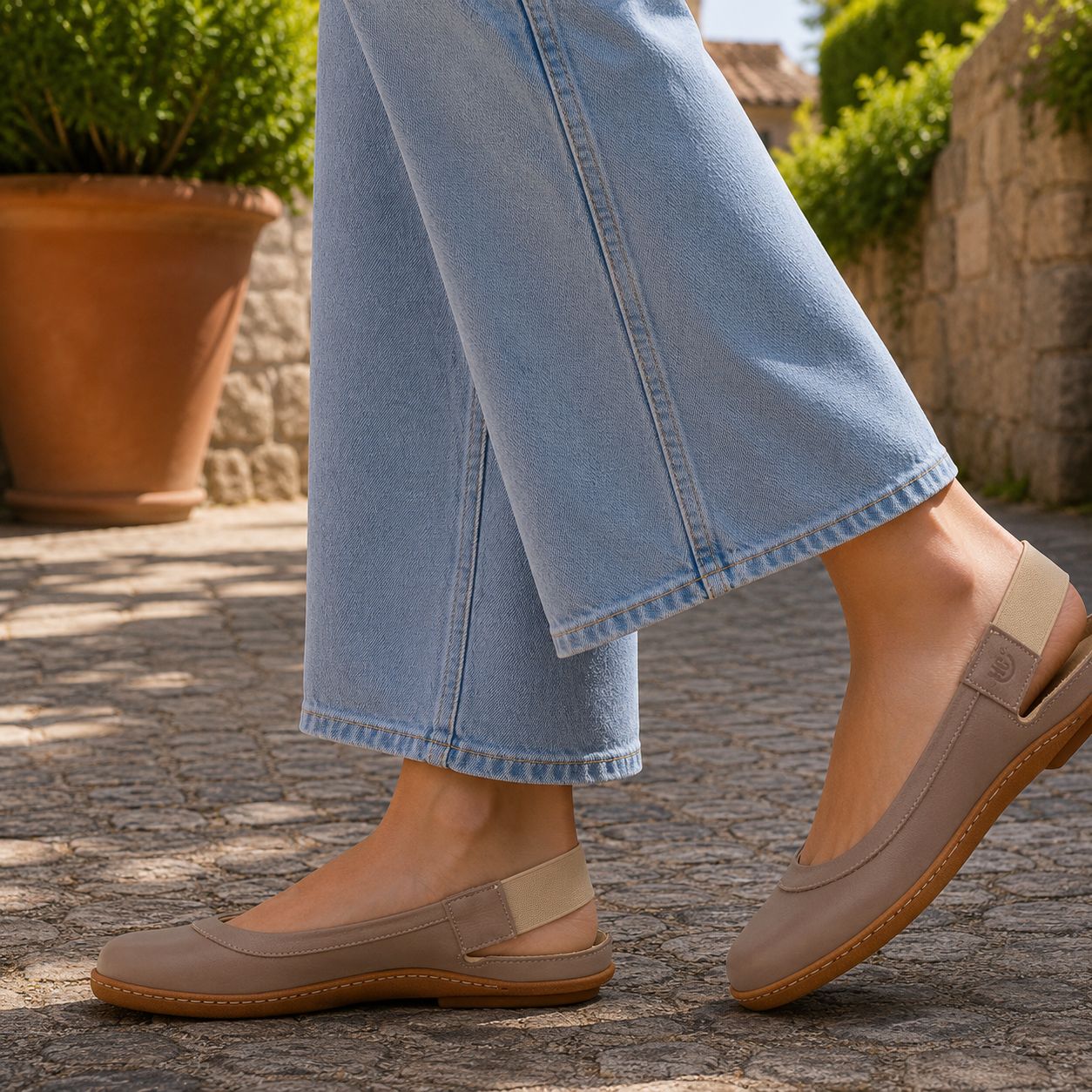 Hello Comfort 9025 – ballerina aperta con cinturino elastico - taupe - scarpe di qualità venduta a Milano da Pli-Pla