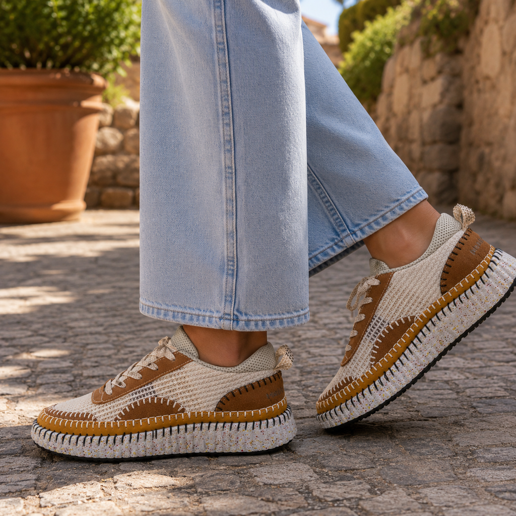 Hello Comfort KA6011 Sneakers multicolor in pelle e microfibra Almond - scarpe di qualità venduta a Milano da Pli-Pla