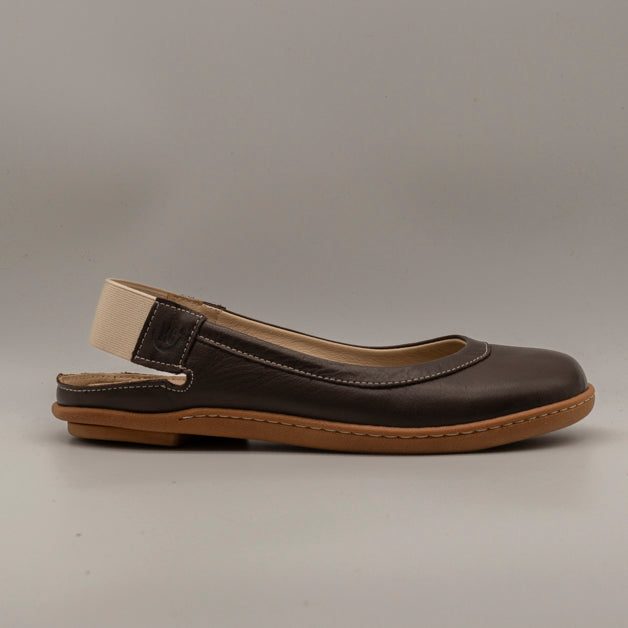 Hello Comfort 9025 – ballerina aperta con cinturino elastico - dark brown - scarpe di qualità venduta a Milano da Pli-Pla