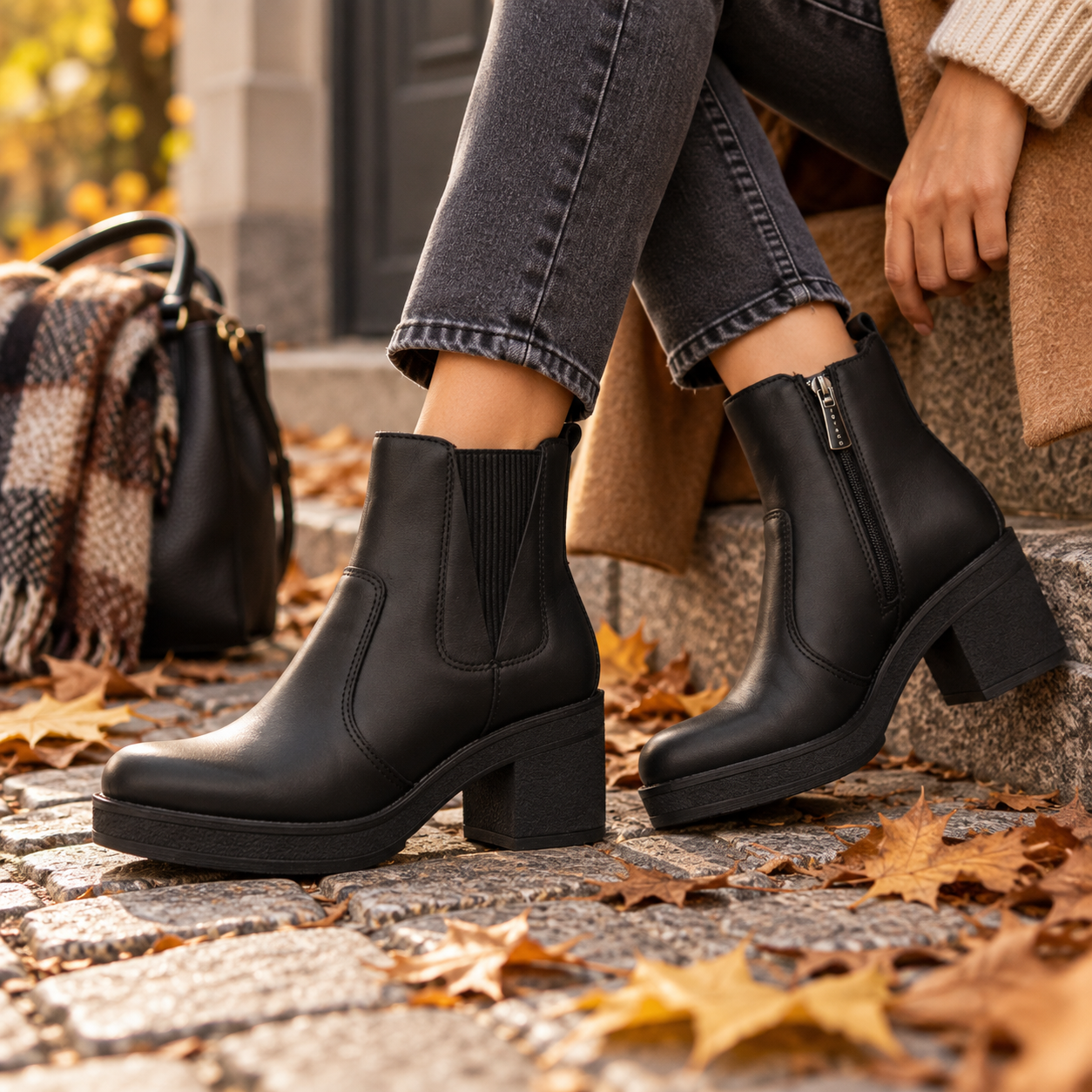 IGI&CO 2158400 – Tronchetti donna in pelle con zeppa - nero