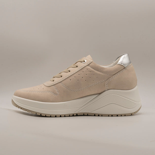 IGI&Co 1141744 – Sneakers donna in pelle con zeppa beige - scarpe di qualità venduta a Milano da Pli-Pla