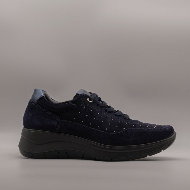 IGI&CO 6652911 Sneaker Donna Blu in Pelle Scamosciata con Paillettes - scarpe di qualità venduta a Milano da Pli-Pla