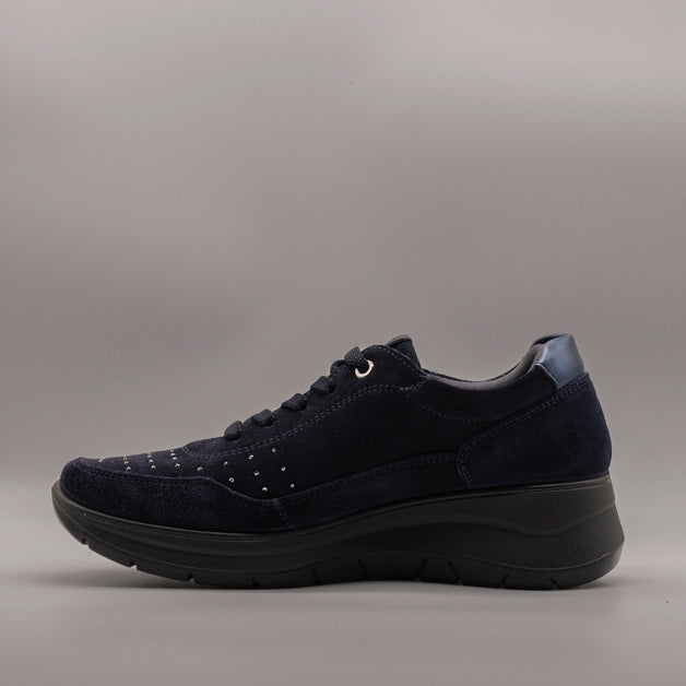 IGI&CO 6652911 Sneaker Donna Blu in Pelle Scamosciata con Paillettes - scarpe di qualità venduta a Milano da Pli-Pla