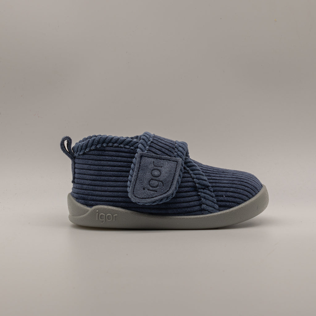 IGOR Homie Pana – Pantofole barefoot bambino in velluto a coste - blu - scarpe di qualità venduta a Milano da Pli-Pla