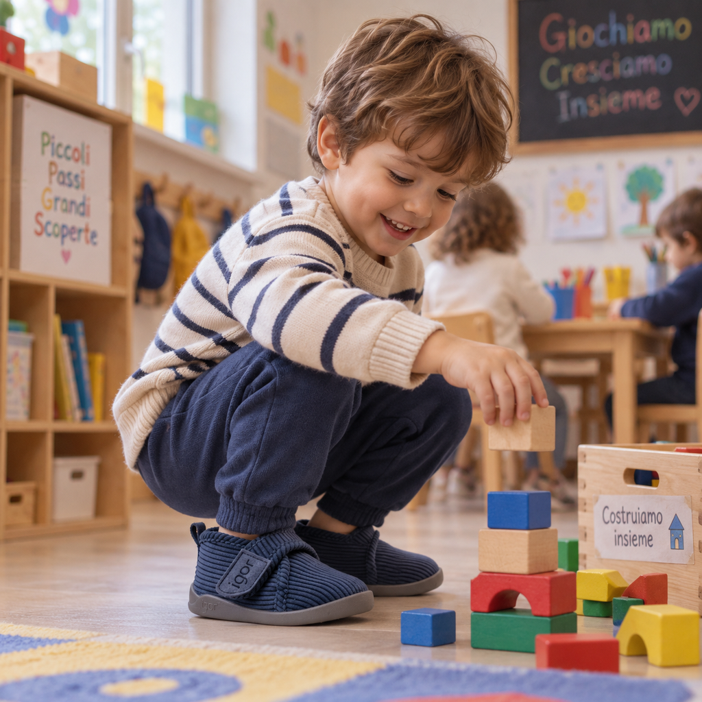 IGOR Homie Pana – Pantofole barefoot bambino in velluto a coste - blu - scarpe di qualità venduta a Milano da Pli-Pla