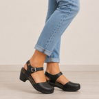 Jungla 7465 – Sandalo donna in pelle nabuk con zeppa e fibbia nero - scarpe di qualità venduta a Milano da Pli-Pla