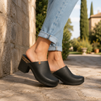 Jungla 7855 – Zoccolo sabot donna in pelle con tacco nero - scarpe di qualità venduta a Milano da Pli-Pla