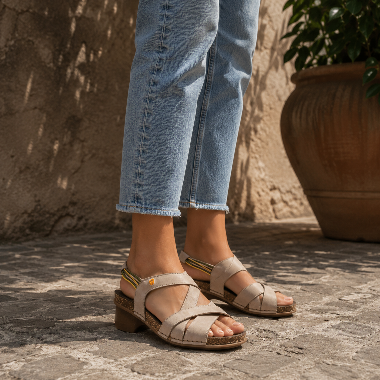 Jungla 8203 – sandalo in nabuk con elastici laterali e comfort leggero - beige beach - scarpe di qualità venduta a Milano da Pli-Pla