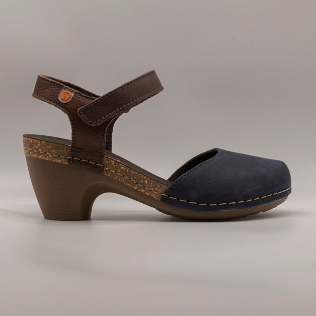 Jungla 7463 – Sandalo donna in pelle nabuk con zeppa comfort deep blue - scarpe di qualità venduta a Milano da Pli-Pla