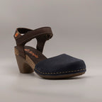 Jungla 7463 – Sandalo donna in pelle nabuk con zeppa comfort deep blue - scarpe di qualità venduta a Milano da Pli-Pla