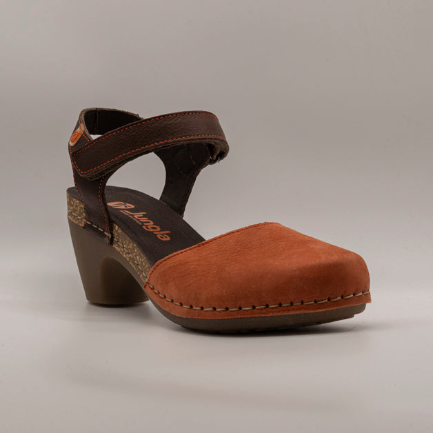 Jungla 7463 – Sandalo donna in pelle nabuk con zeppa comfort arancio teja - scarpe di qualità venduta a Milano da Pli-Pla