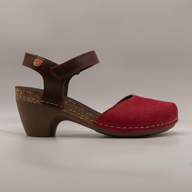 Jungla 7463 – Sandalo donna in pelle nabuk con zeppa comfort rosso Ferrari - scarpe di qualità venduta a Milano da Pli-Pla
