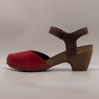 Jungla 7463 – Sandalo donna in pelle nabuk con zeppa comfort rosso Ferrari - scarpe di qualità venduta a Milano da Pli-Pla