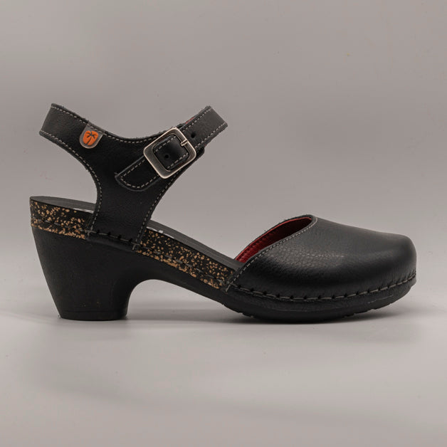 Jungla 7465 – Sandalo donna in pelle nabuk con zeppa e fibbia nero - scarpe di qualità venduta a Milano da Pli-Pla