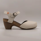 Jungla 7465 – Sandalo donna in pelle nabuk con zeppa e fibbia off white - scarpe di qualità venduta a Milano da Pli-Pla