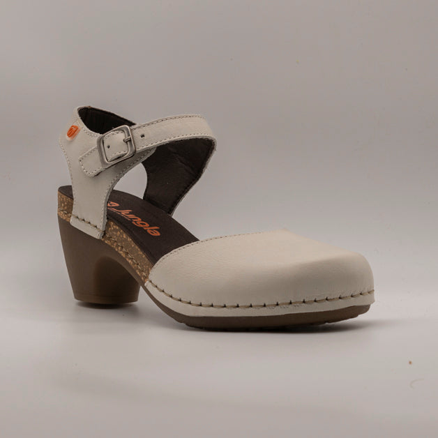 Jungla 7465 – Sandalo donna in pelle nabuk con zeppa e fibbia off white - scarpe di qualità venduta a Milano da Pli-Pla