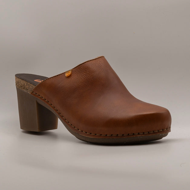 Jungla 7855 – Zoccolo sabot donna in pelle con tacco cuoio - scarpe di qualità venduta a Milano da Pli-Pla