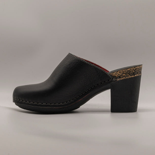 Jungla 7855 – Zoccolo sabot donna in pelle con tacco nero - scarpe di qualità venduta a Milano da Pli-Pla