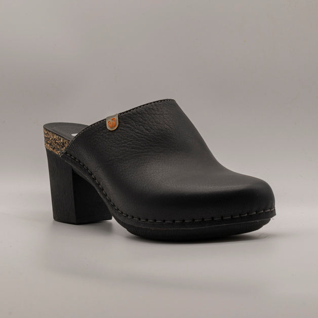 Jungla 7855 – Zoccolo sabot donna in pelle con tacco nero - scarpe di qualità venduta a Milano da Pli-Pla