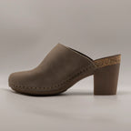 Jungla 7855 – Zoccolo sabot donna in pelle con tacco nubuck terron - scarpe di qualità venduta a Milano da Pli-Pla