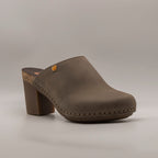 Jungla 7855 – Zoccolo sabot donna in pelle con tacco nubuck terron - scarpe di qualità venduta a Milano da Pli-Pla