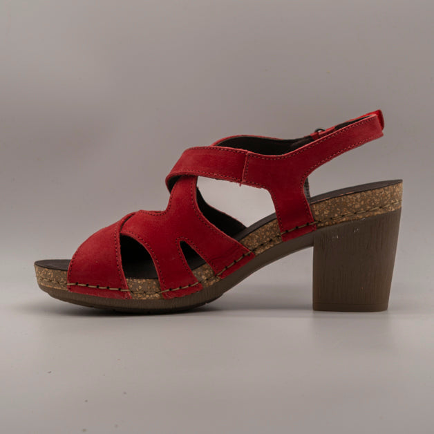 Jungla 8005 – sandalo in pelle con fasce incrociate e zeppa - rosso Ferrari - scarpe di qualità venduta a Milano da Pli-Pla