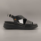 Jungla 8193 – sandalo in pelle con fasce incrociate e plantare estraibile - nero - scarpe di qualità venduta a Milano da Pli-Pla