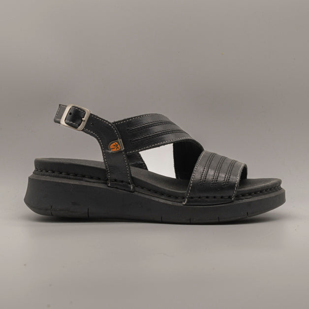 Jungla 8193 – sandalo in pelle con fasce incrociate e plantare estraibile - nero - scarpe di qualità venduta a Milano da Pli-Pla