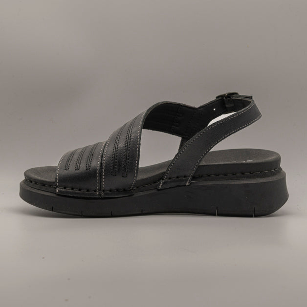 Jungla 8193 – sandalo in pelle con fasce incrociate e plantare estraibile - nero - scarpe di qualità venduta a Milano da Pli-Pla