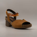 Jungla 8200 – sandalo in pelle con elastici e zeppa comfort - marrone albero - scarpe di qualità venduta a Milano da Pli-Pla