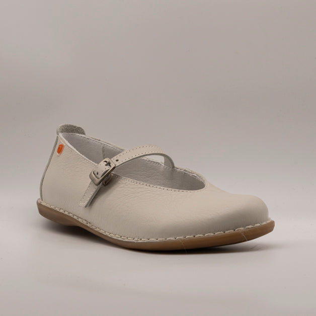 Jungla 8460 – Ballerina Mary Jane donna in pelle con cinturino bianco - scarpe di qualità venduta a Milano da Pli-Pla