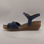 Jungla 8500 – Sandalo donna in pelle con zeppa blu - scarpe di qualità venduta a Milano da Pli-Pla