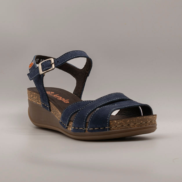 Jungla 8500 – Sandalo donna in pelle con zeppa blu - scarpe di qualità venduta a Milano da Pli-Pla