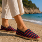 La Maison de l’Espadrille – espadrillas originali cucite a mano - righe blu-rosso - scarpe di qualità venduta a Milano da Pli-Pla