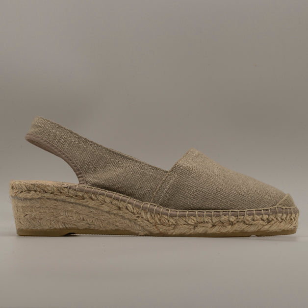 La Maison de l’Espadrille 470-8 – campesine in tela con zeppa 3 corde - beige - scarpe di qualità venduta a Milano da Pli-Pla