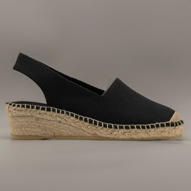 La Maison de l’Espadrille 470-8 – campesine in tela con zeppa 3 corde - nero - scarpe di qualità venduta a Milano da Pli-Pla