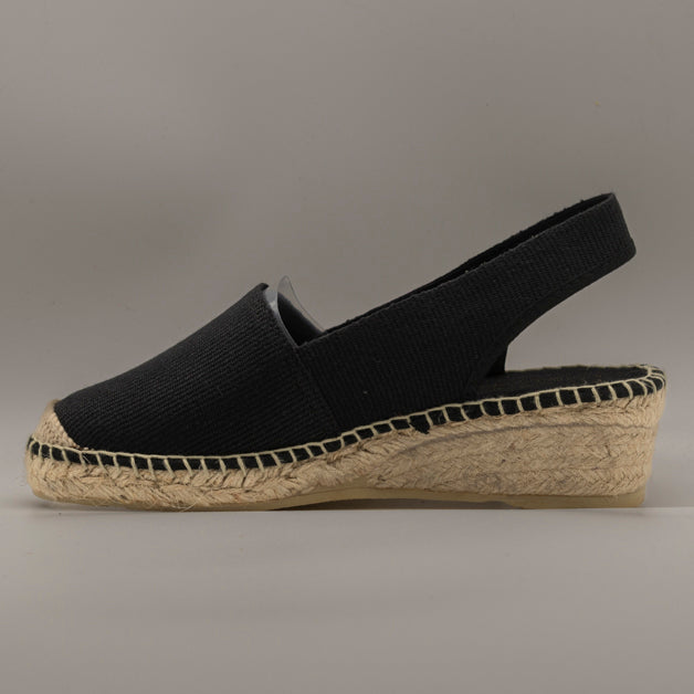 La Maison de l’Espadrille 470-8 – campesine in tela con zeppa 3 corde - nero - scarpe di qualità venduta a Milano da Pli-Pla